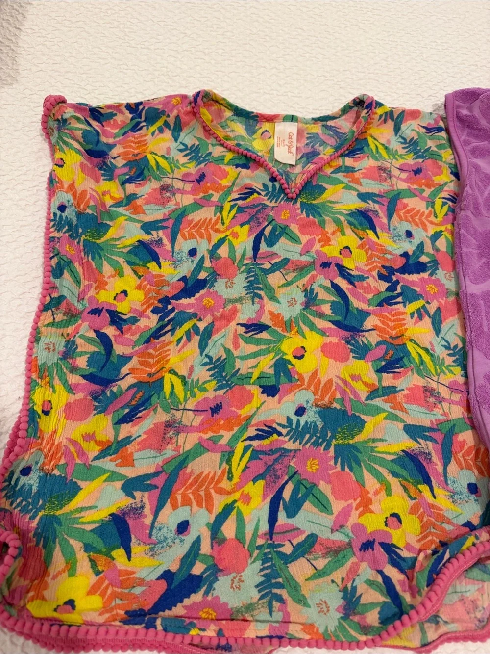 Cat & Jack Purple Floral Terry Tank and Multicolor Tropical Print Tank Set